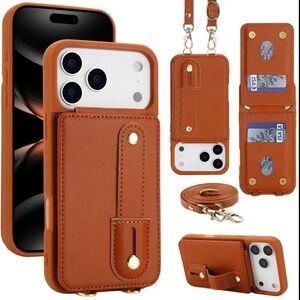 Elegant Leather Phone Case with Card Holder - Tan
